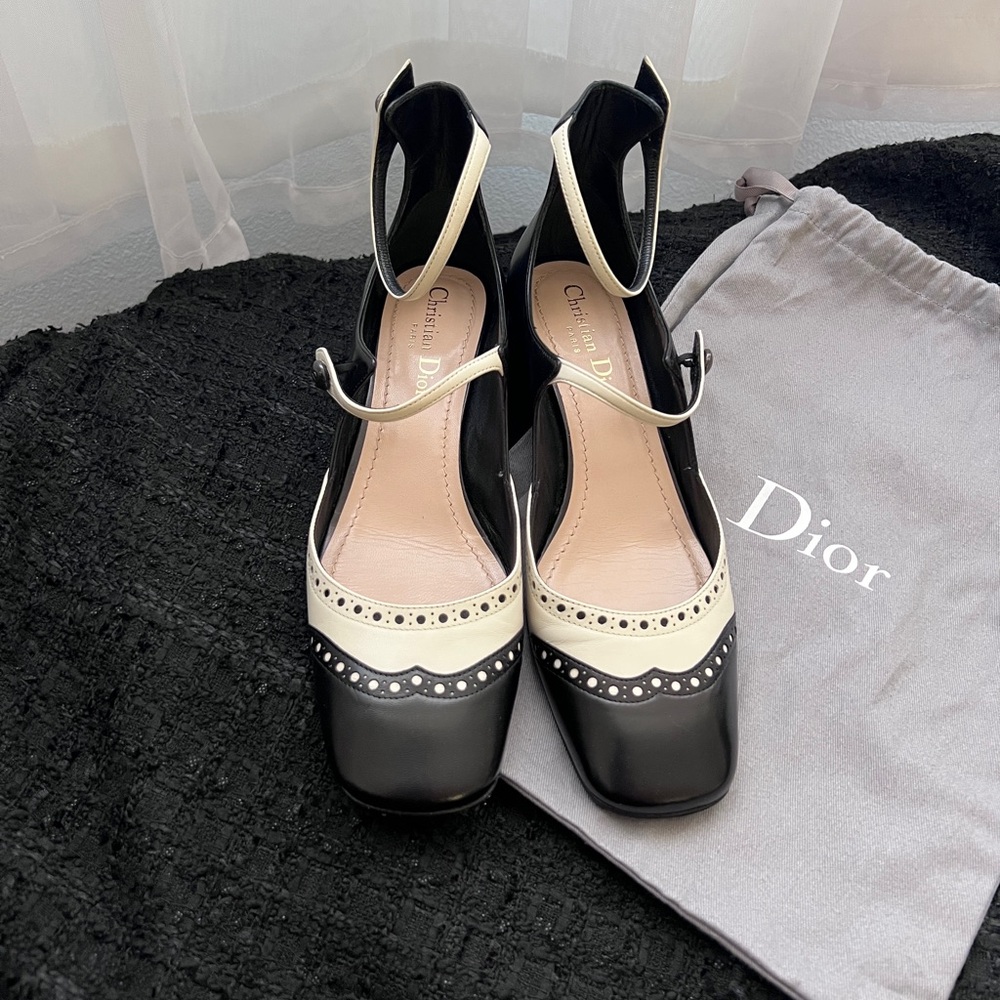 Auth Dior Spectadior Pump Black White - Size 37.5